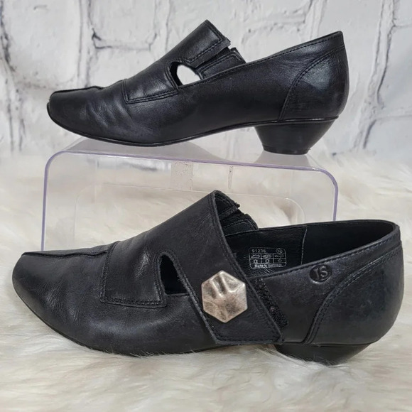 JOSEF SEIBEL Womens 38 Tina Kitten Heel Pump Comfort Black Leather Witchycore - Picture 2 of 14